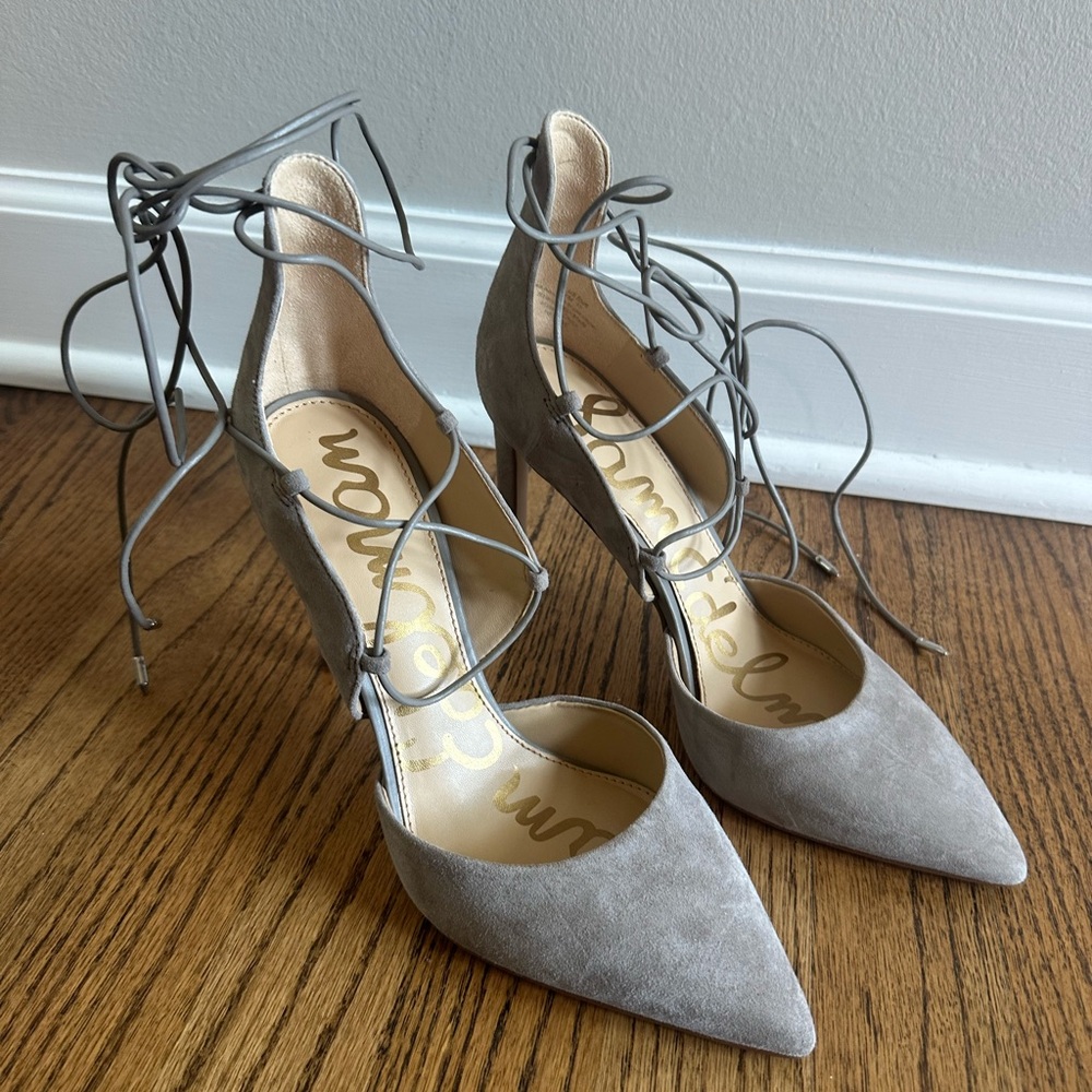 Sam Edelman Gray Lace-Up Heels
